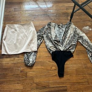 OUTFIT; size S; body suit and skirt, never worn